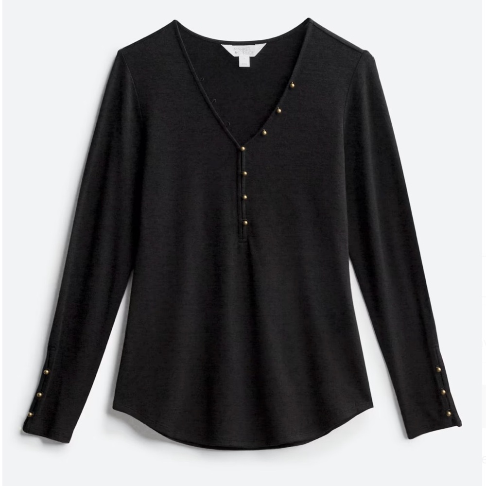 Market & Spruce Eralicia Embellished Fitted Knit Top
